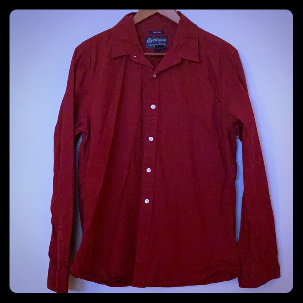 American Rag red long sleeve button up shirt